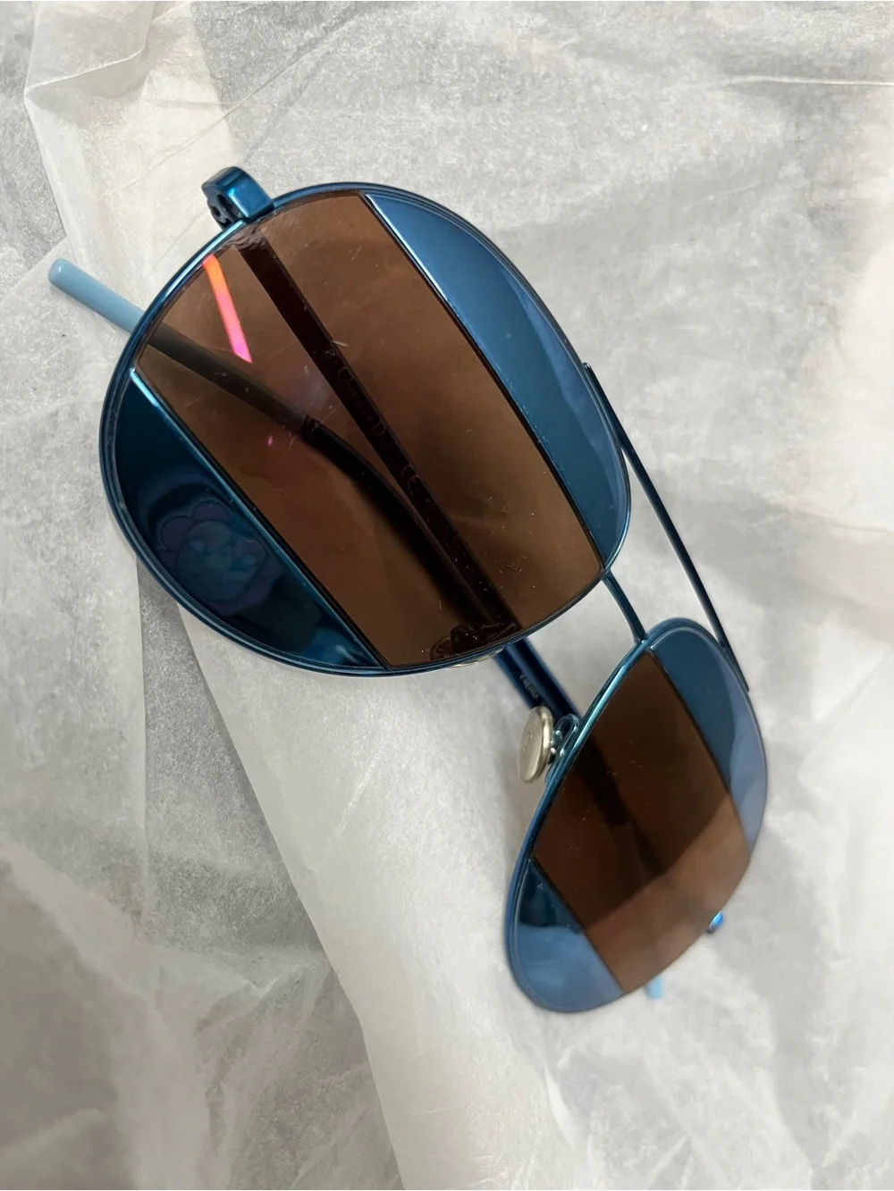 Christian Dior DiorSplit 1/S Y4ERD Aviator Sunglasses Blue Italy 59-14-145 Good